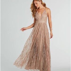 Windsor Azel glittery prom dress Rose color